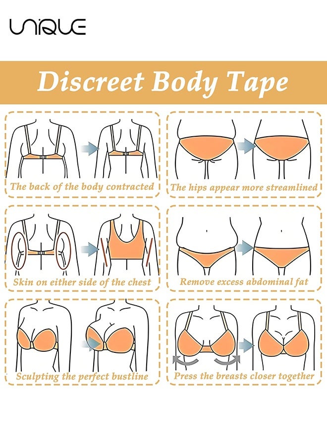 Unique 30 Pcs Tummy Lift Tape Waterproof Tummy Lifting Tape Body Control Precut Adhesive Strips for Women Saggy Loose Skin Flat Stomach Back Fat Belly (Skin Color) - Image 4